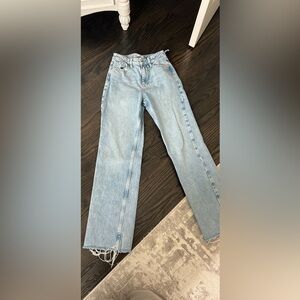 Zara Light Blue High-Rise Straight Jeans